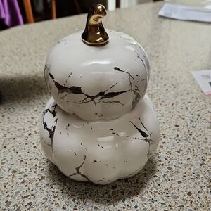 Chic Ceramic Pumpkin with Gold Stem